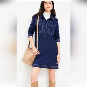 LOFT Dark Blue Long Sleeve Dress Size M